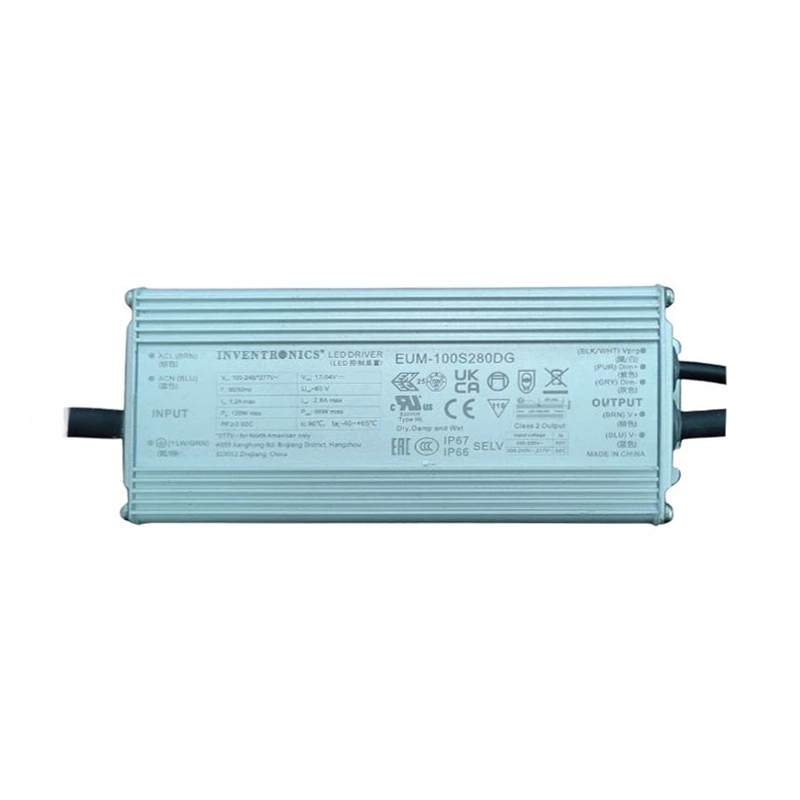 Nguồn điện INVENTRONIC - 100W (EUM-100S280DG)- 90~305Vac 50/60Hz; Out 18~54Vdc; Out put: 1.75 – 2.8A; Size: 148*60*36.5mm (NW: 620g) DM 6kV, CM 10kV